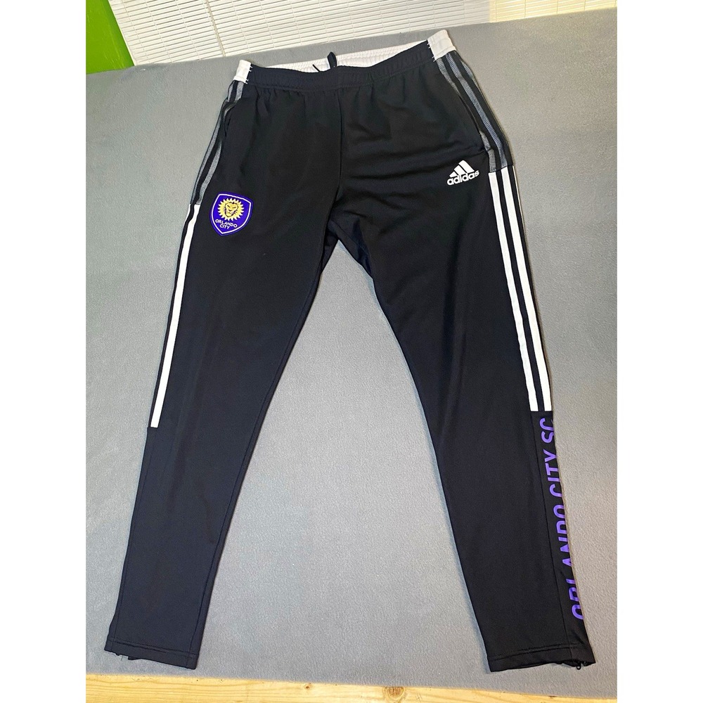 adidas Men's L Orlando City SC soccer futbol Track Pants Ankle Zip Pockets MLS